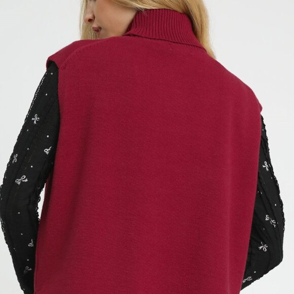 Umgee High-Low Turtleneck Sleeveless Sweater Top - Picture 2 of 6